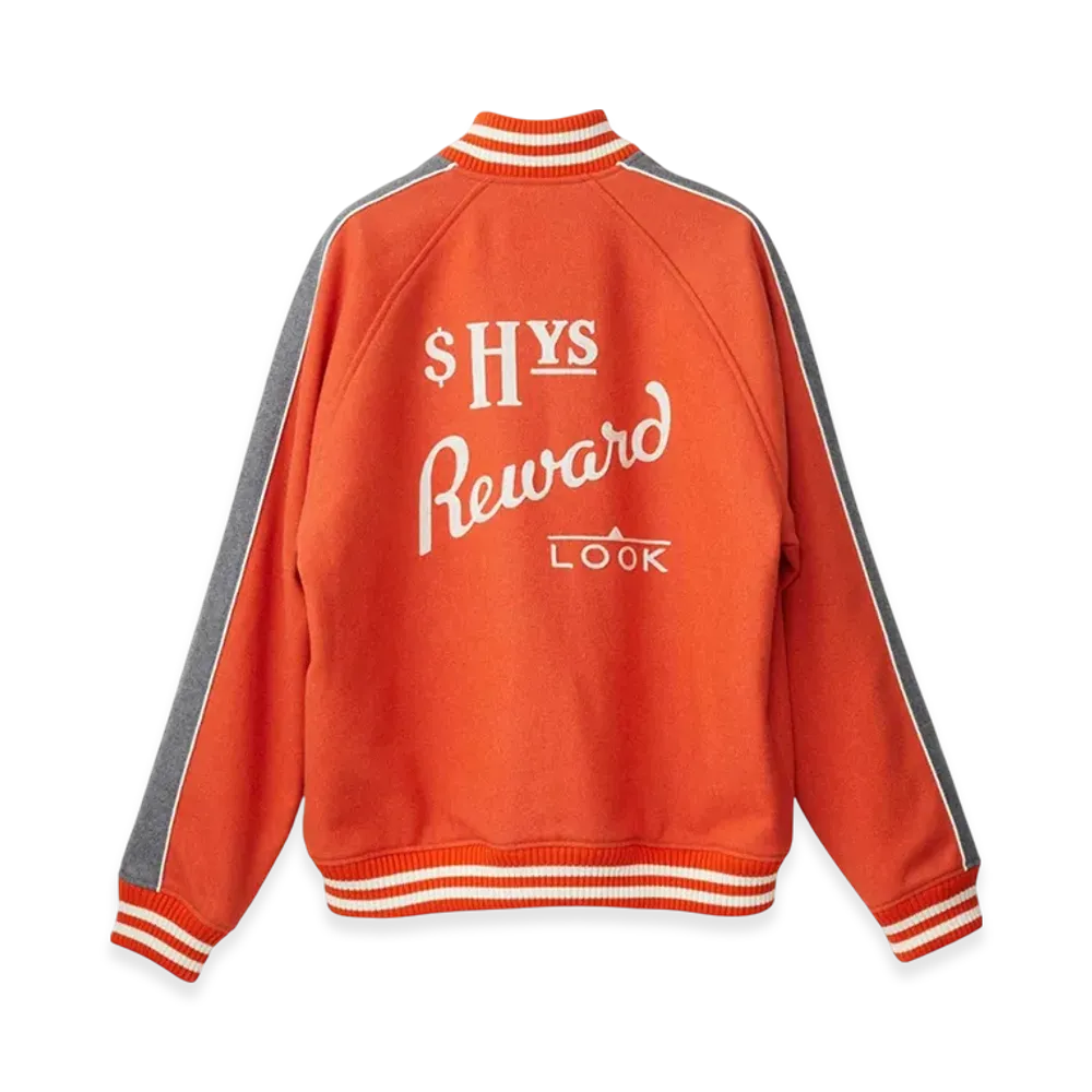 HYSTERIC GLAMOUR HG Reward Embroidered Stadium Jacket "Orange"