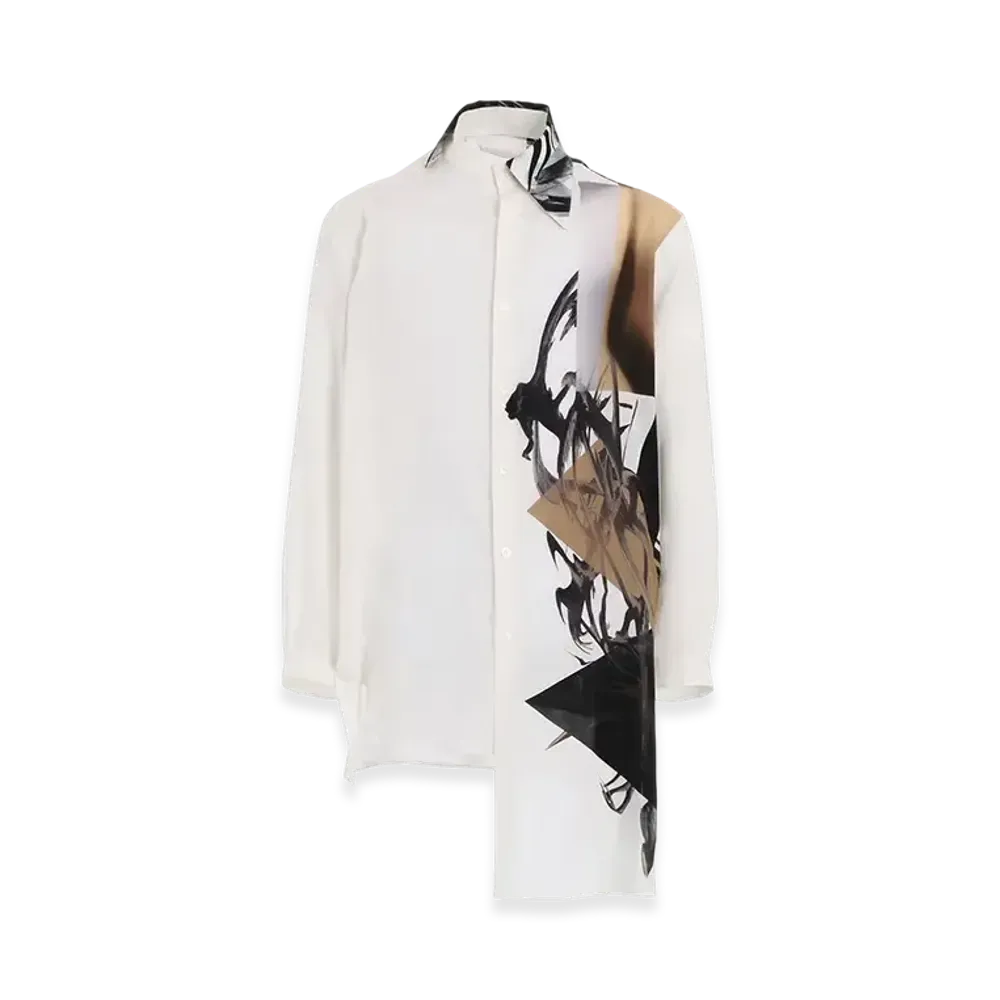 Yohji Yamamoto POUR HOMME Unbalanced Design Collar Blouse "White"