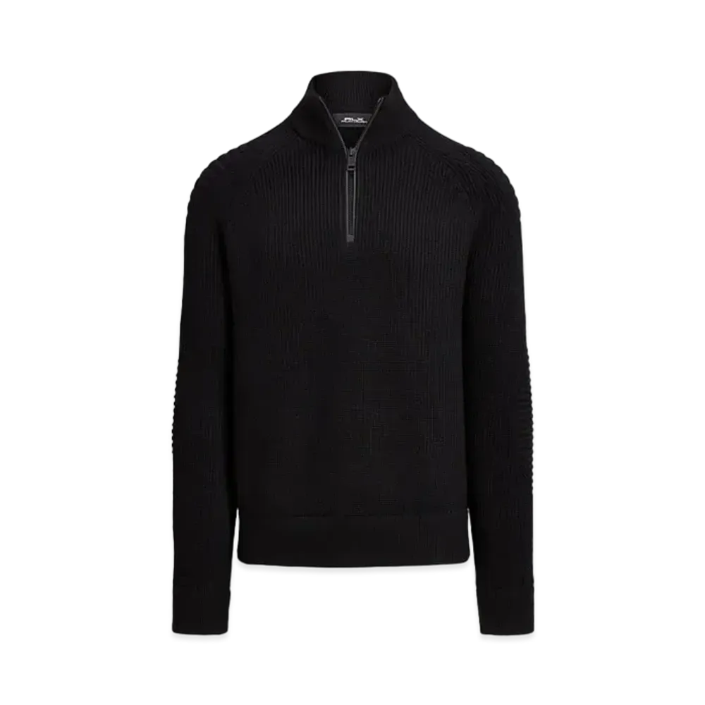 Polo Ralph Lauren Washable Wool Quarter-Zip Sweater "Black"