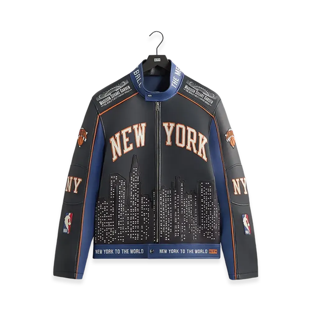 Kith x the New York Knicks Leather Moto Jacket "Nocturnal"