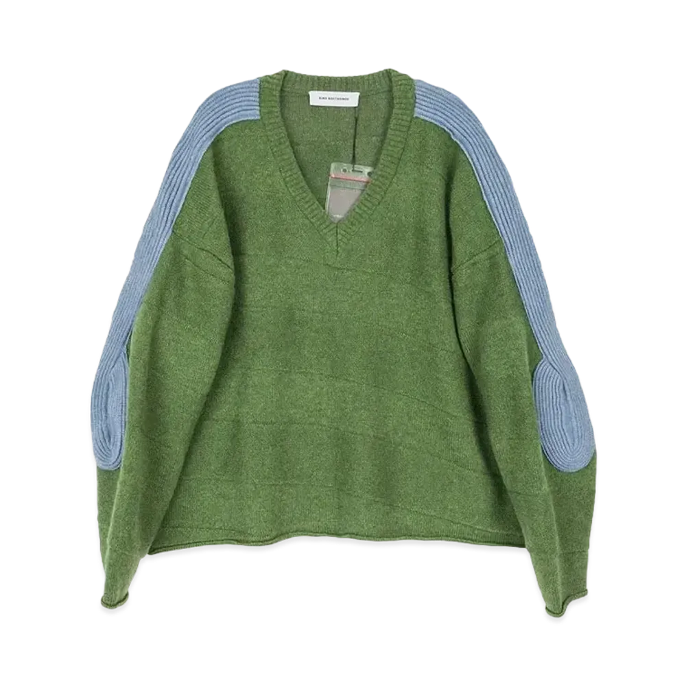KIKO KOSTADINOV Delian V-Neck Jumper "Melange Green / Melange Blue"