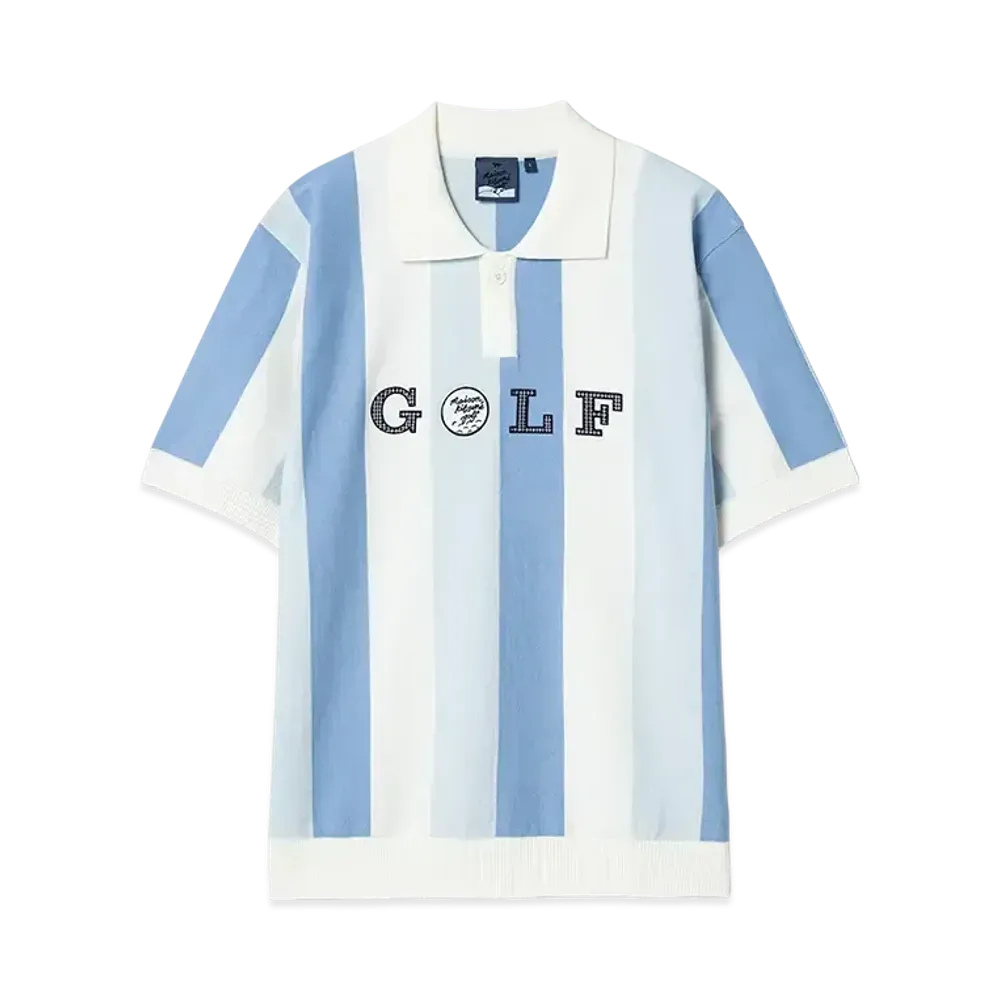 Maison Kitsune Golf Stripe Knit Polo "Blue"