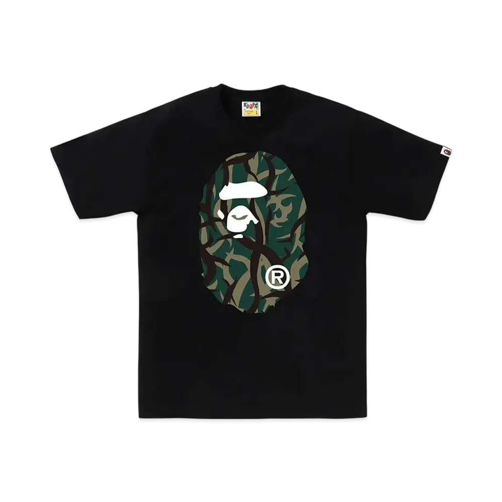 A BATHING APE Trial Camo Big Ape Head Tee "Black/Green"
