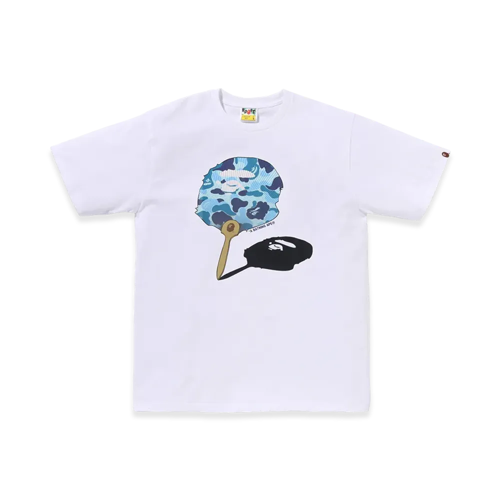 A BATHING APE ABC Camo Japanese Fan Ape Head Tee "White/Blue"