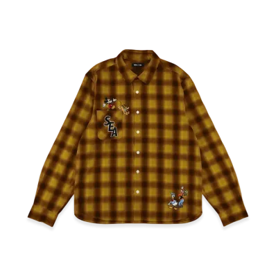 WIND AND SEA Patch Plaid Shirt "Yellow"
