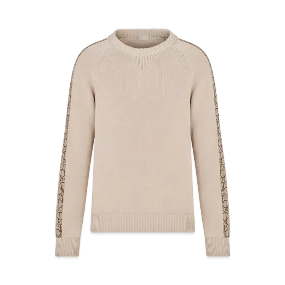 Dior Sweater with Dior Oblique Inserts Cotton Jersey "Beige"