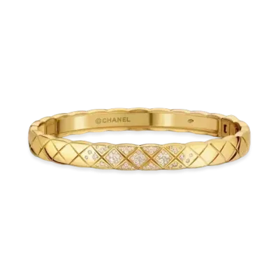 CHANEL Coco Crush Bracelet Quilted Motif, 18K Yellow Gold, Diamonds