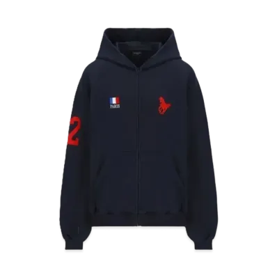 BALENCIAGA Paris Logo 22 Zip-Up Hoodie "Dark Navy"