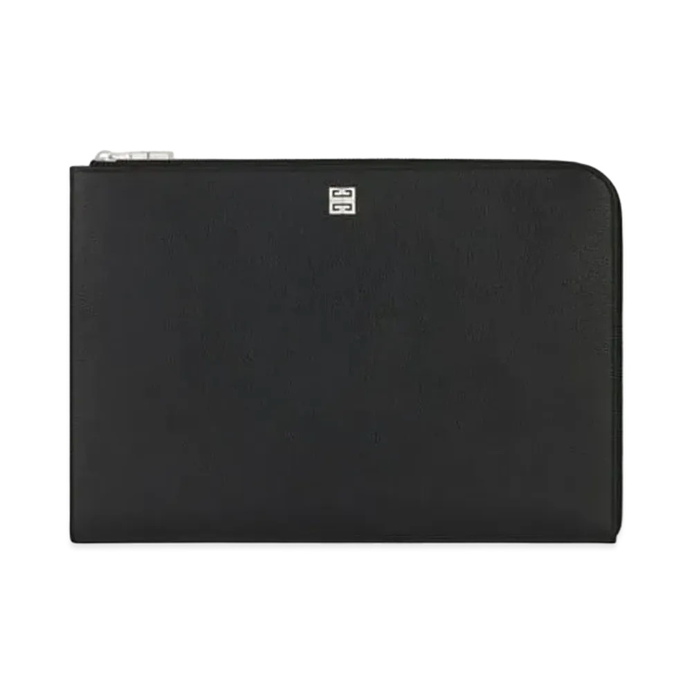 GIVENCHY Large Gusset Pouch in Grained Leather "Black"