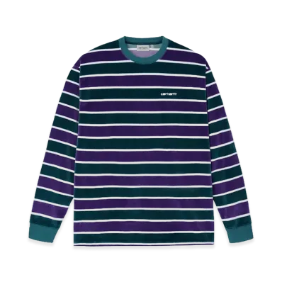 Carhartt WIP L/S Velour Stripe T-shirt "Mediterranea/Imperial"