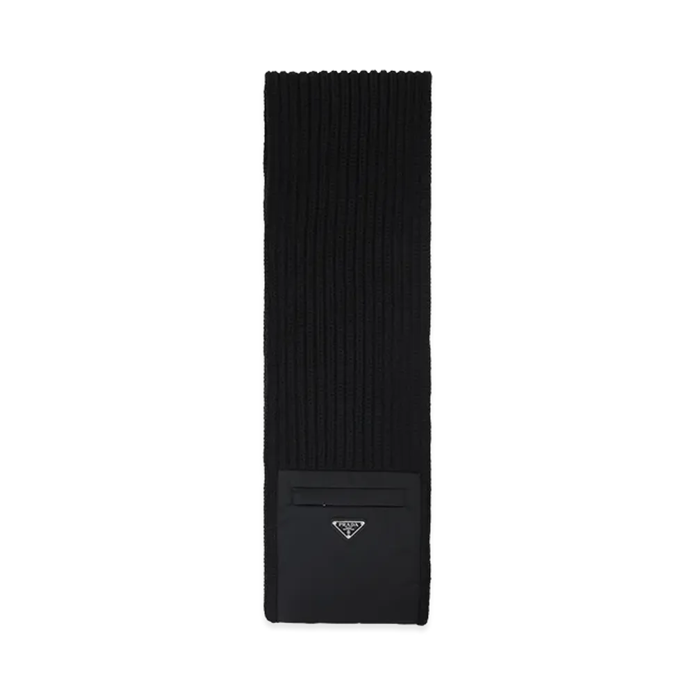 PRADA Virgin Wool Scarf "Nero"