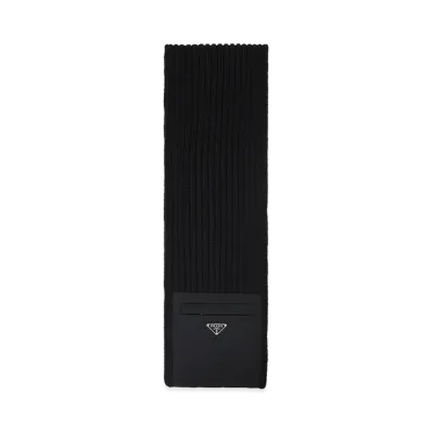 PRADA Virgin Wool Scarf "Nero"