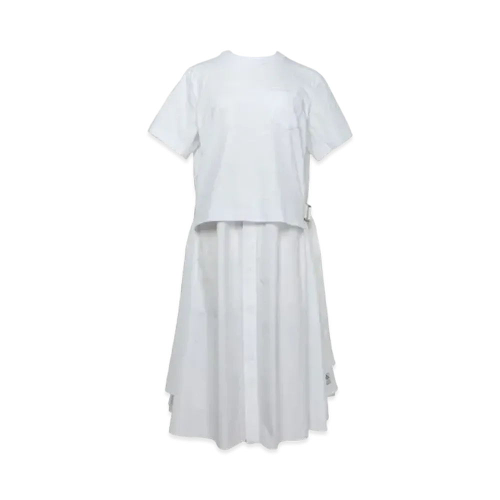 sacai Thomas Mason Cotton Poplin x Cotton Jersey Dress "Off White"