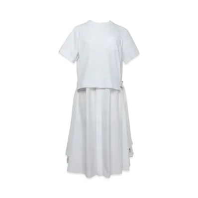 sacai Thomas Mason Cotton Poplin x Cotton Jersey Dress "Off White"