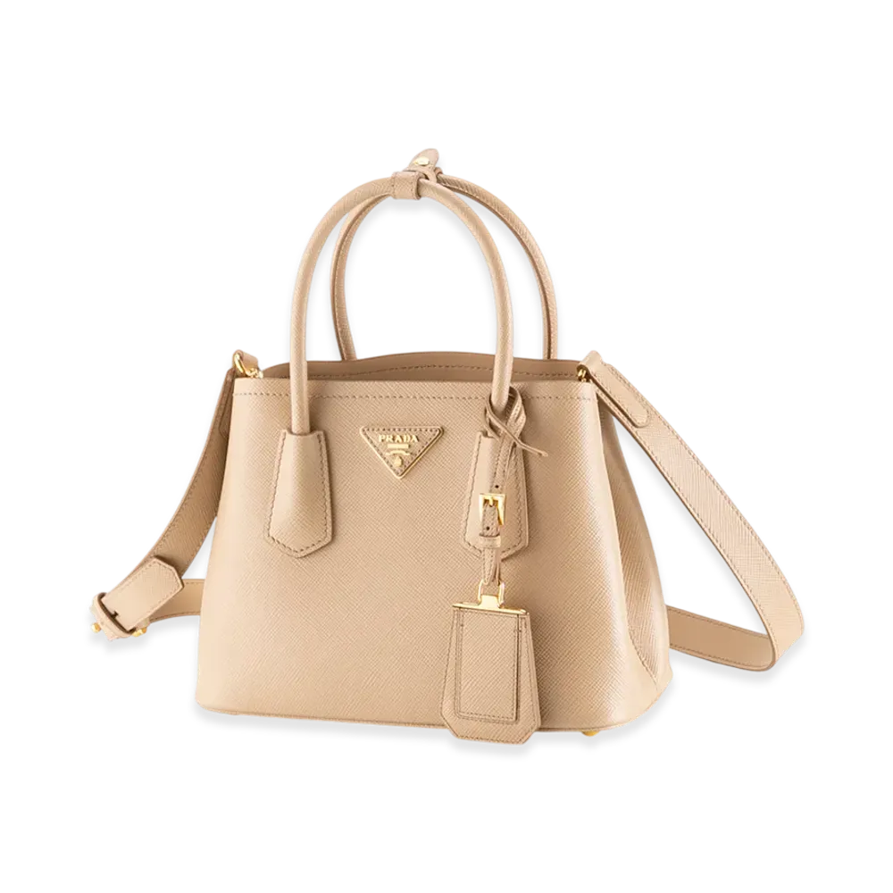 PRADA Saffiano Doubre Mini Bag "Beige"
