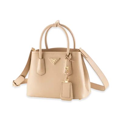 PRADA Saffiano Doubre Mini Bag "Beige"