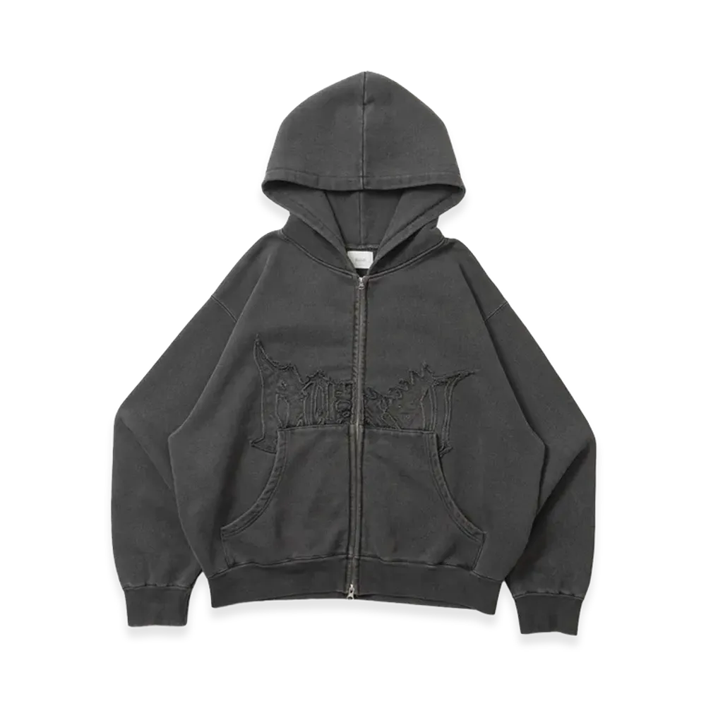 BLESS U Pigment Zip Hoodie "Black"