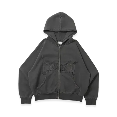 BLESS U Pigment Zip Hoodie "Black"