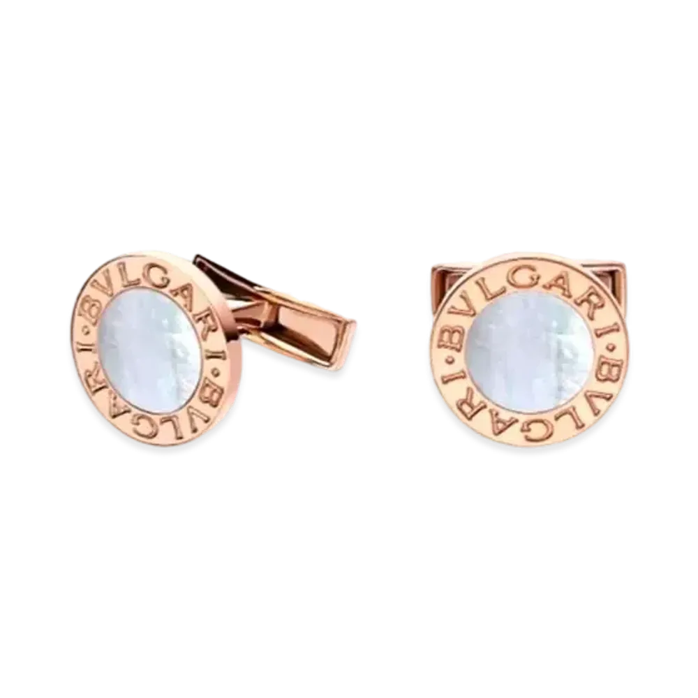 BVLGARI BVLGARI Cufflinks Mother Of Pearl "White/Pink Gold"