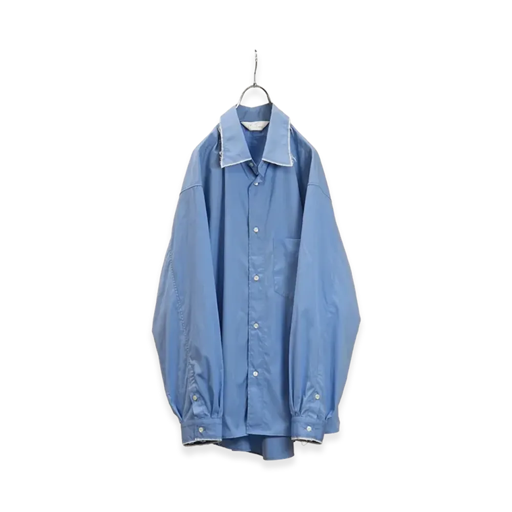 ANCELLM High-Count Frayed Over Shirt "Blue"
