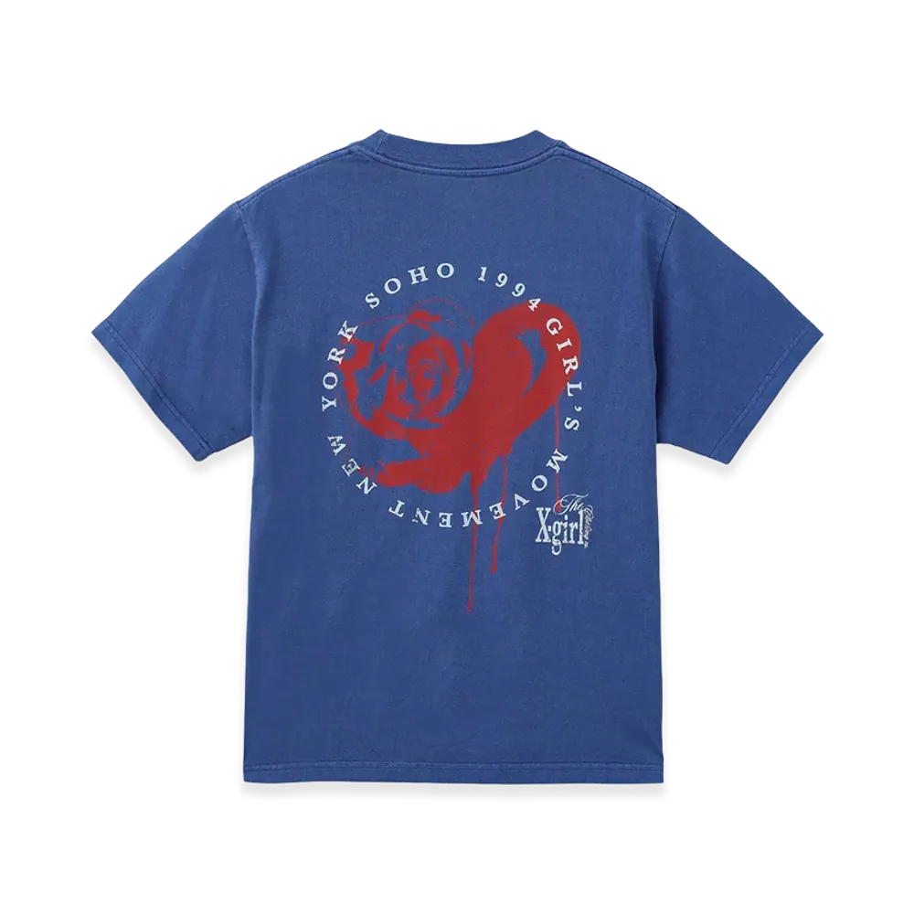 X-Girl Women's Faded Heart Rose Logo S/S Tee "Blue"