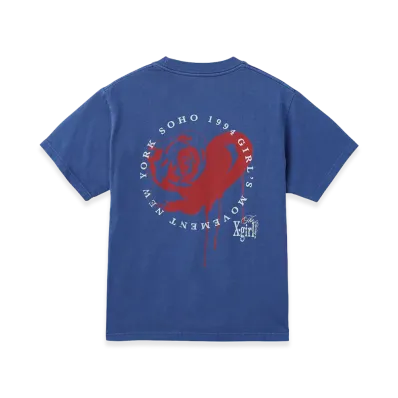 X-Girl Women's Faded Heart Rose Logo S/S Tee "Blue"