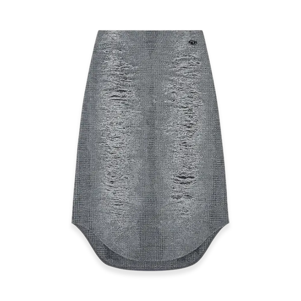 Diesel O-Tavy Checked Skirt With Distressed Effect "Gray"