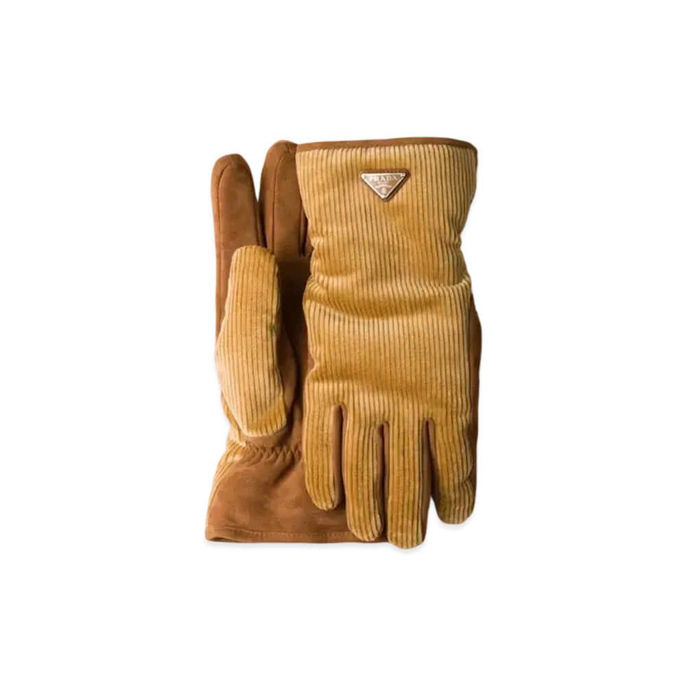 PRADA Corduroy Gloves "Sand Beige"