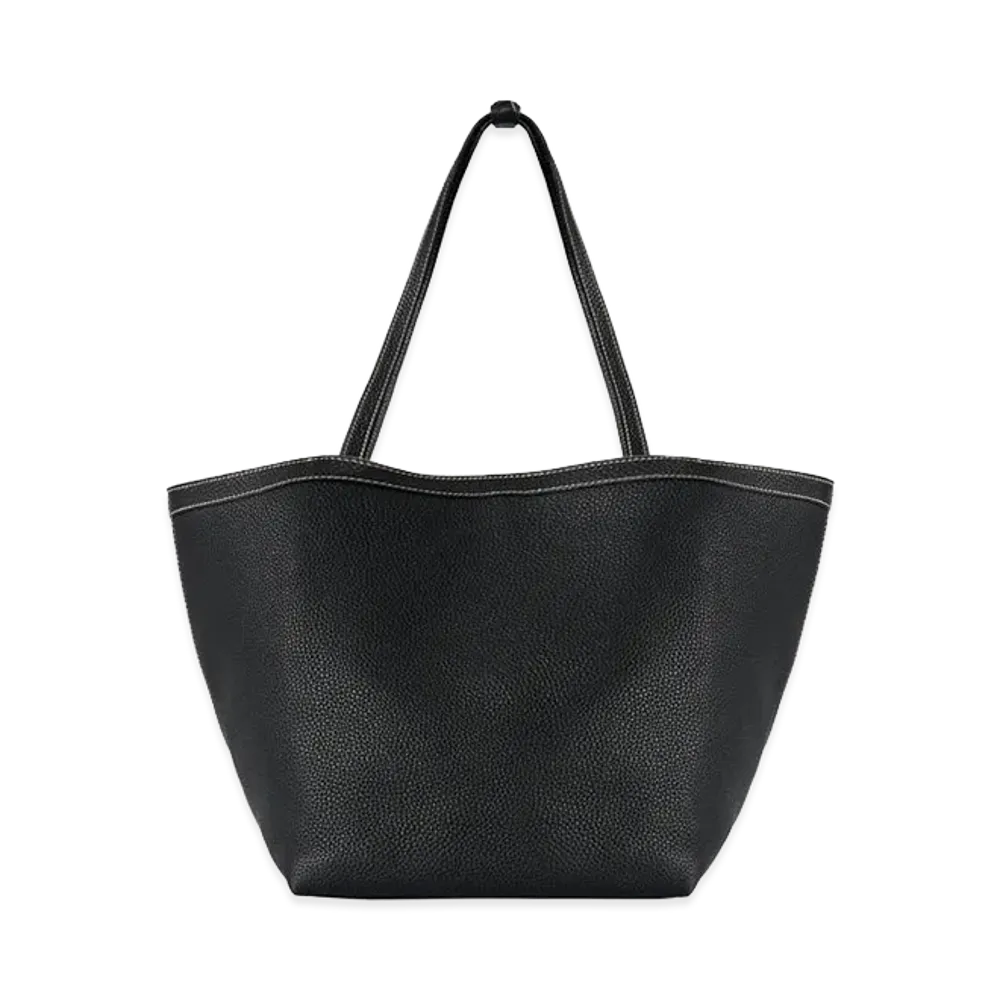 The Row Women's Park Tote Three Stitch Leather Bag "Black/Ecru"