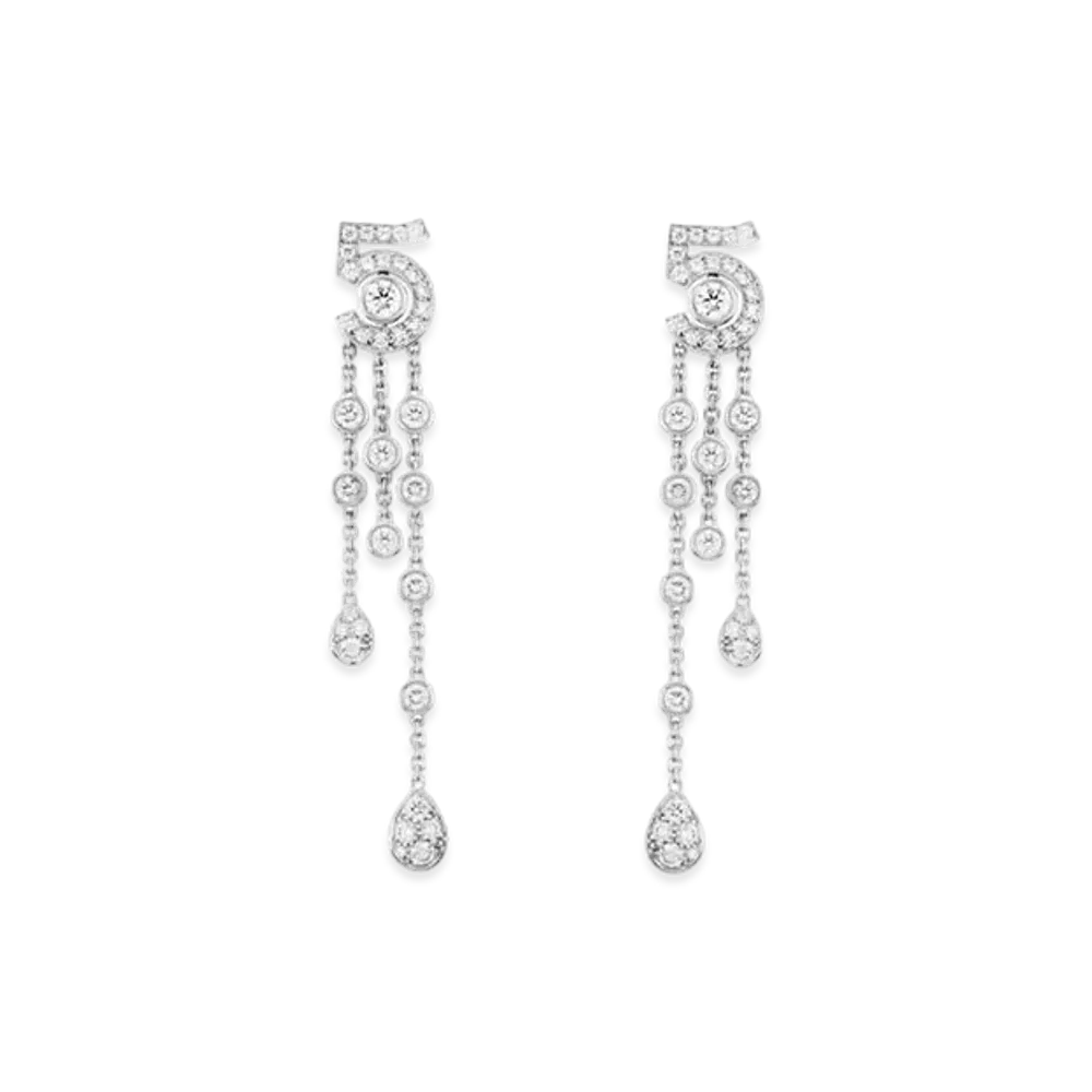 CHANEL Eternal N°5 Transformable Earrings 18K Diamonds "White Gold"