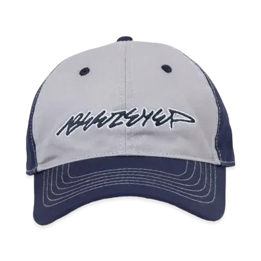 BlackEyePatch BEEZ-EYE-P SCRIPT LOGO 6 PANEL CAP "Gray/Navy"