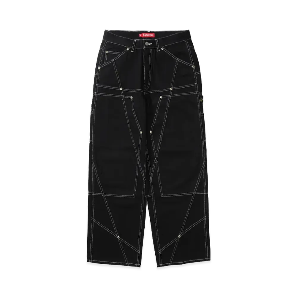 Supreme Contrast Stitch Double Knee Painter Jean "Black"