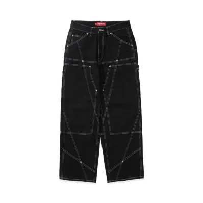Supreme Contrast Stitch Double Knee Painter Jean "Black"