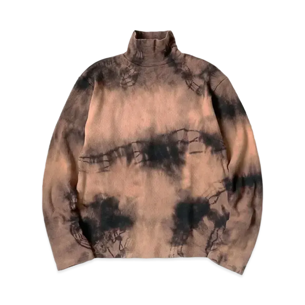 KAPITAL Waffle India High Neck Long Tee "Black Brown"