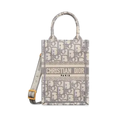 Dior Mini Dior Book Tote Phone Bag Dior Oblique Embroidery "Gray"