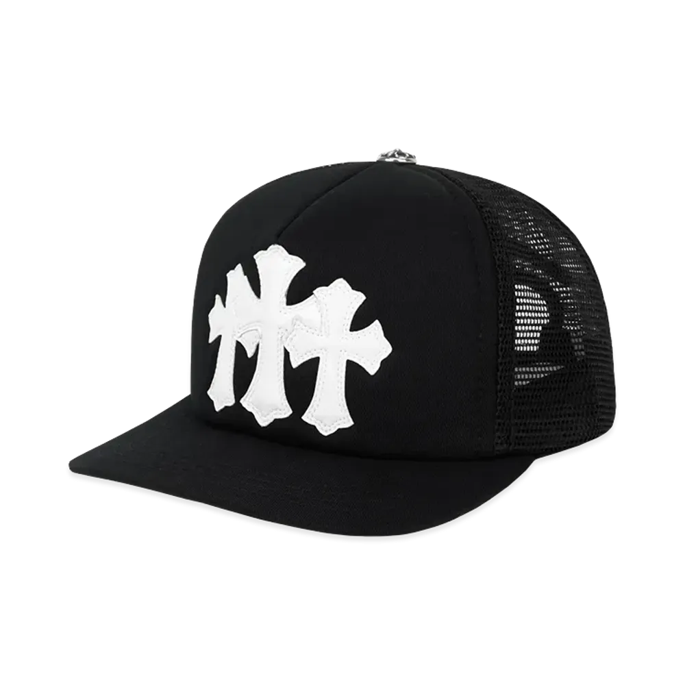 Chrome Hearts Cemetery Cross Mesh Cap (Scroll Label) "Black/White"