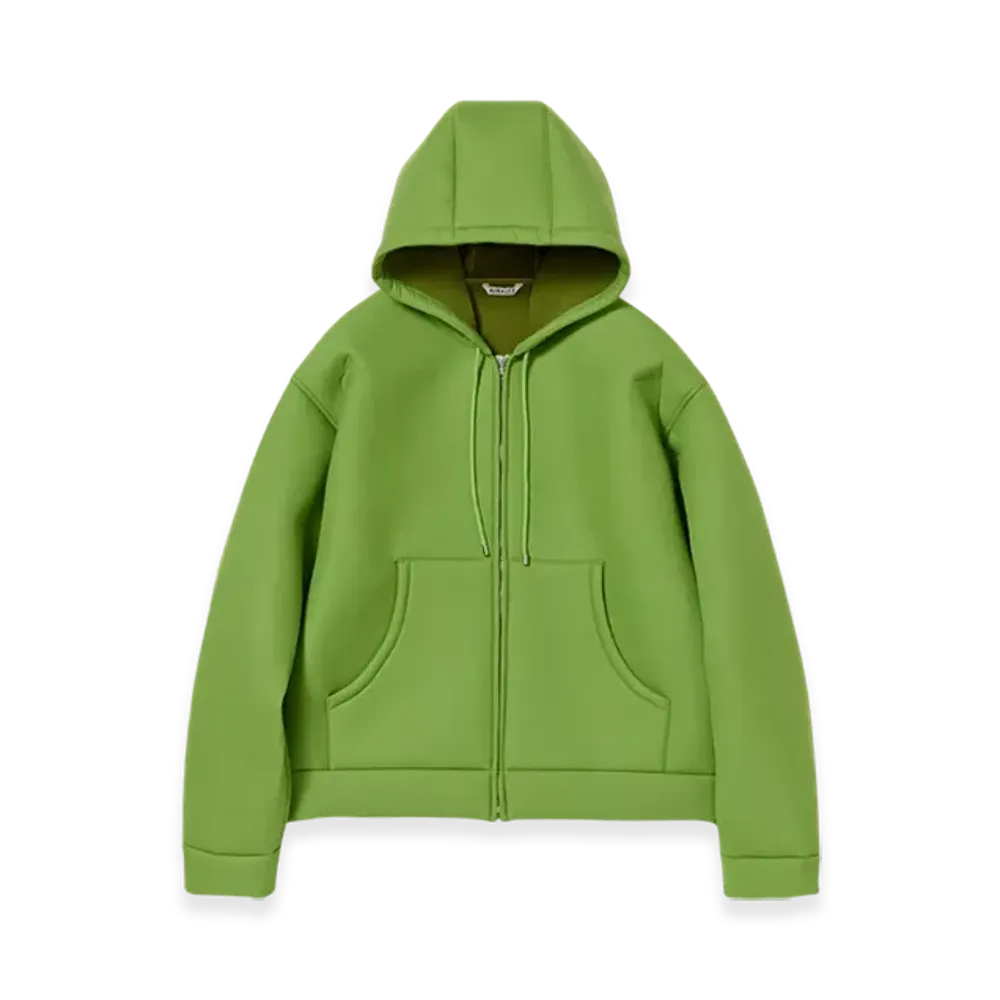 AURALEE Sponge Tropical Wool Zip Hoodie "Green"