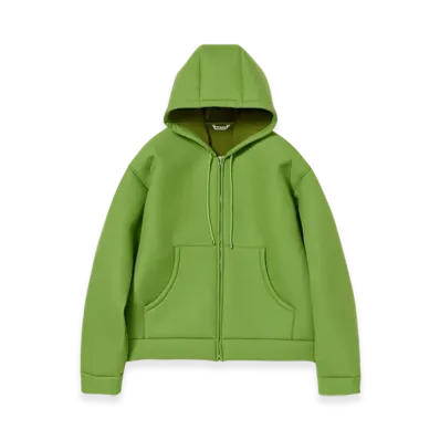 AURALEE Sponge Tropical Wool Zip Hoodie "Green"