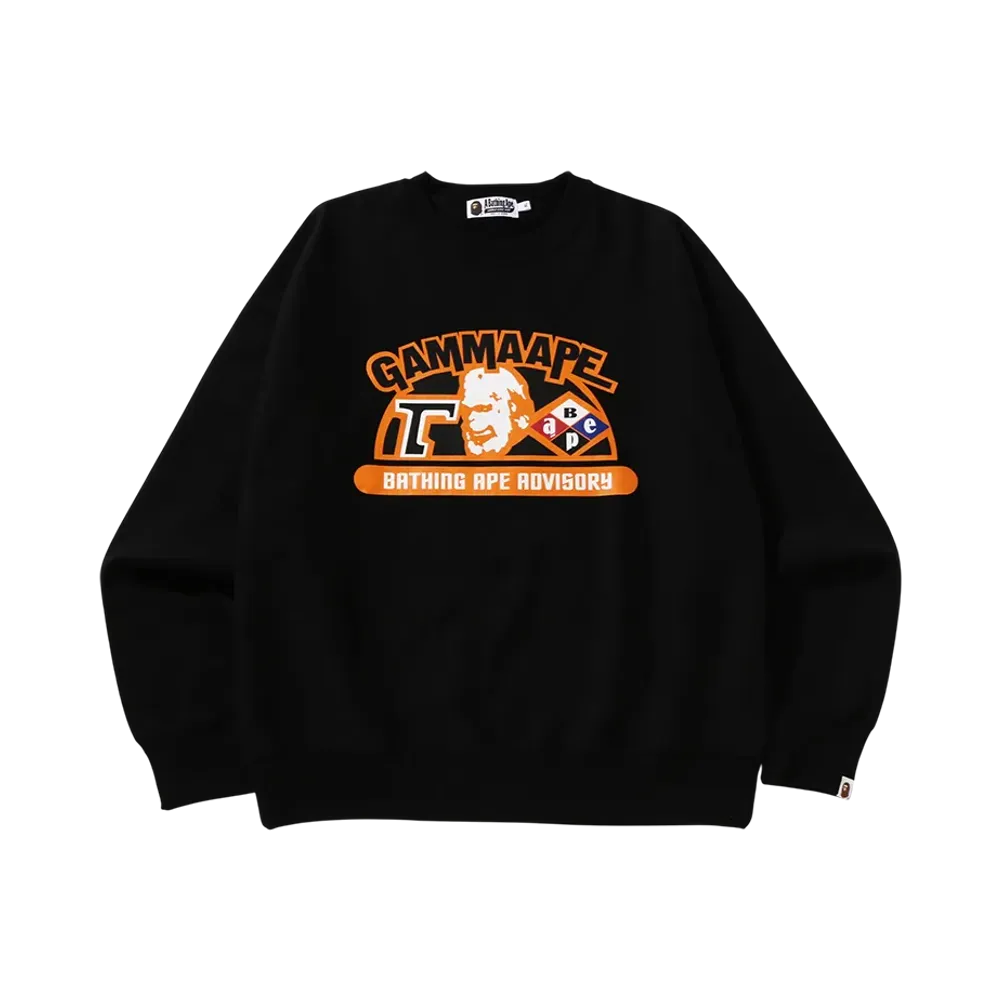 A BATHING APE Classic Gamma Ape Relaxed Fit Crewneck "Black"