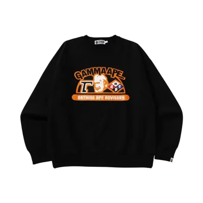 A BATHING APE Classic Gamma Ape Relaxed Fit Crewneck "Black"