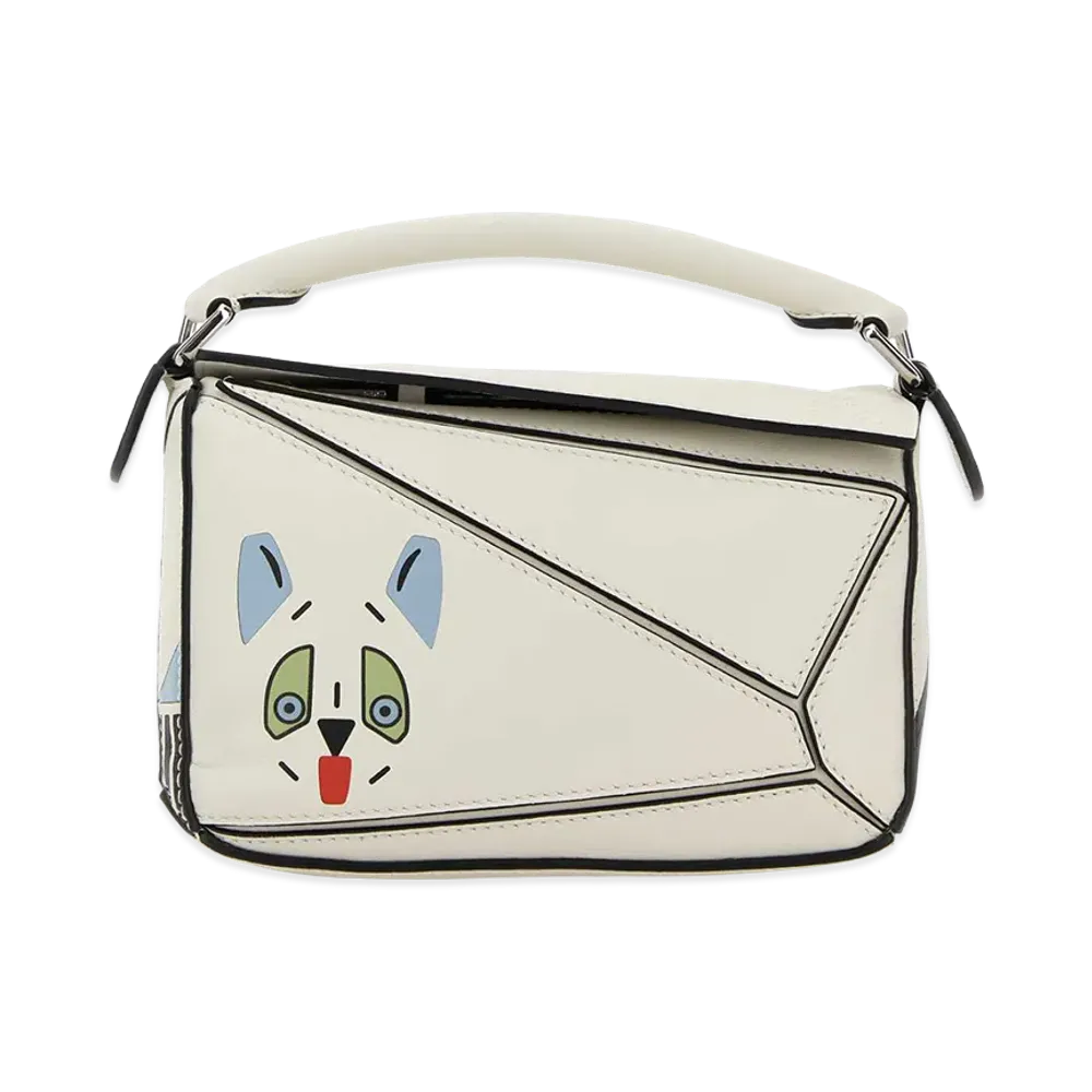 LOEWE Women's Leather Mini Puzzle Handbag "Chalk"