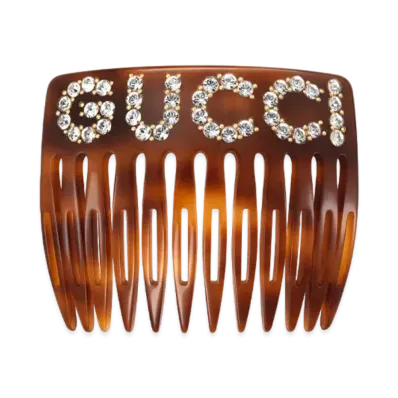 GUCCI Crystal Gucci Hair Comb "Brown"