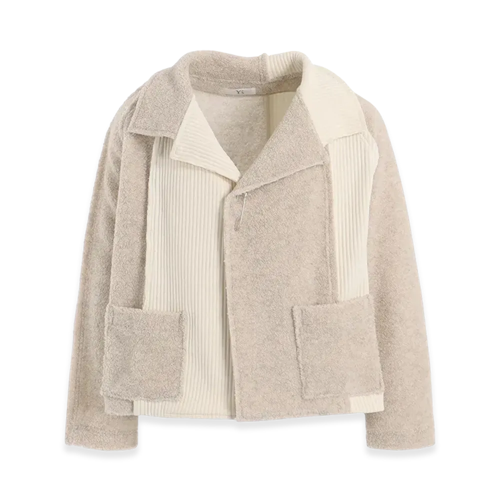 Y's Wool Brend Pile Coat With Pin "Ivory"