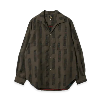 NEEDLES Pintuck Collar Shirt Abstract Jacquard "Charcoal"
