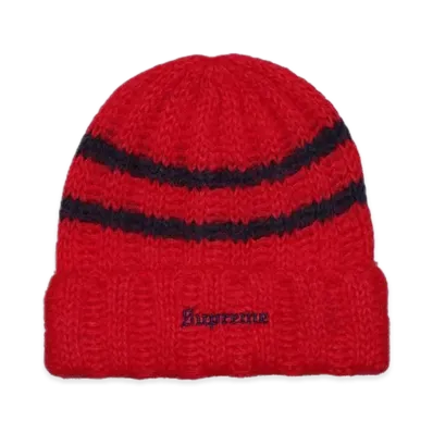 Supreme Brushed Stripe Beanie "Red"