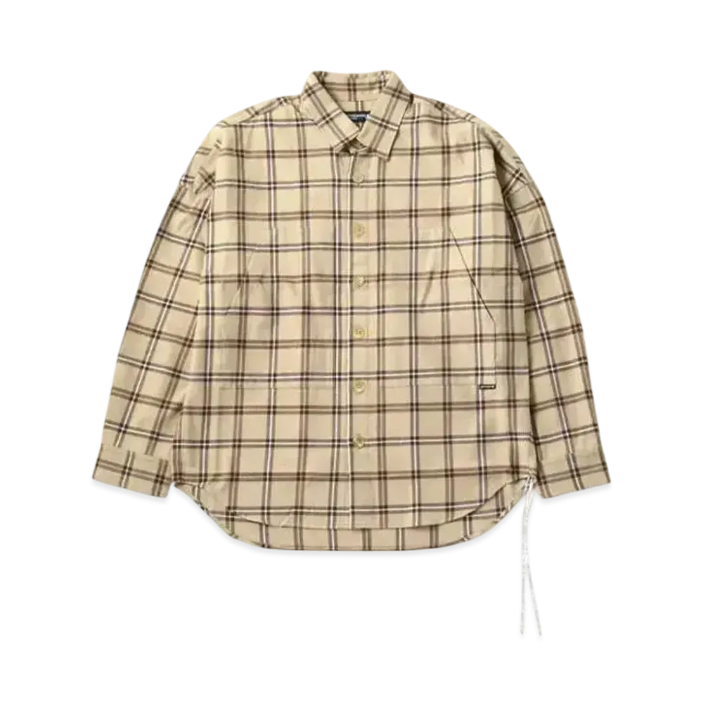 mastermind WORLD Oversized Flannel Shirt "Sand"