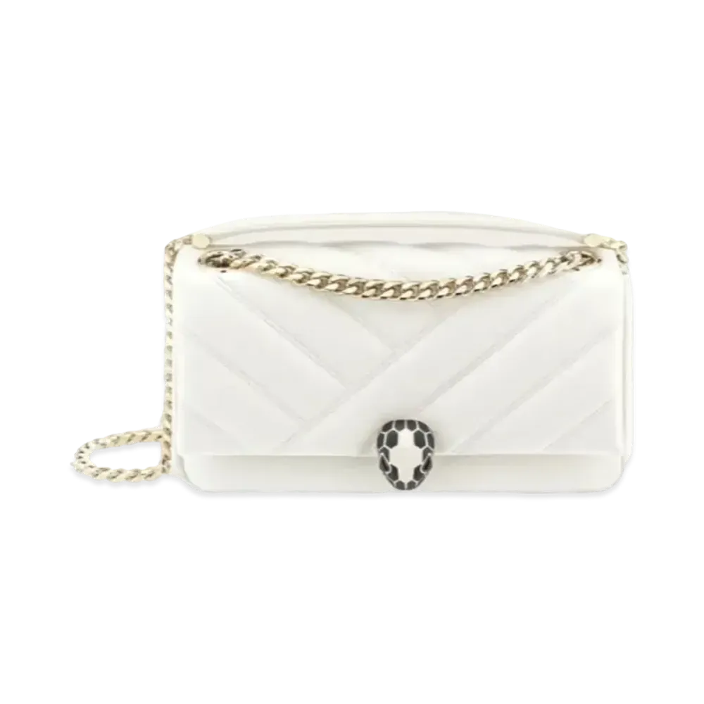 BVLGARI Serpenti Cabochon Shoulder Bag "White"
