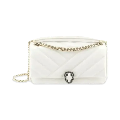 BVLGARI Serpenti Cabochon Shoulder Bag "White"