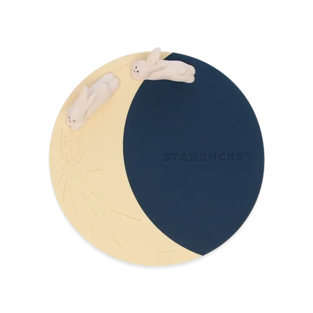 STARBUCKS Autumn Festival 2025 Moon & Rabbit Silicone Coaster "Night Blue"
