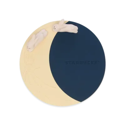 STARBUCKS Autumn Festival 2025 Moon & Rabbit Silicone Coaster "Night Blue"